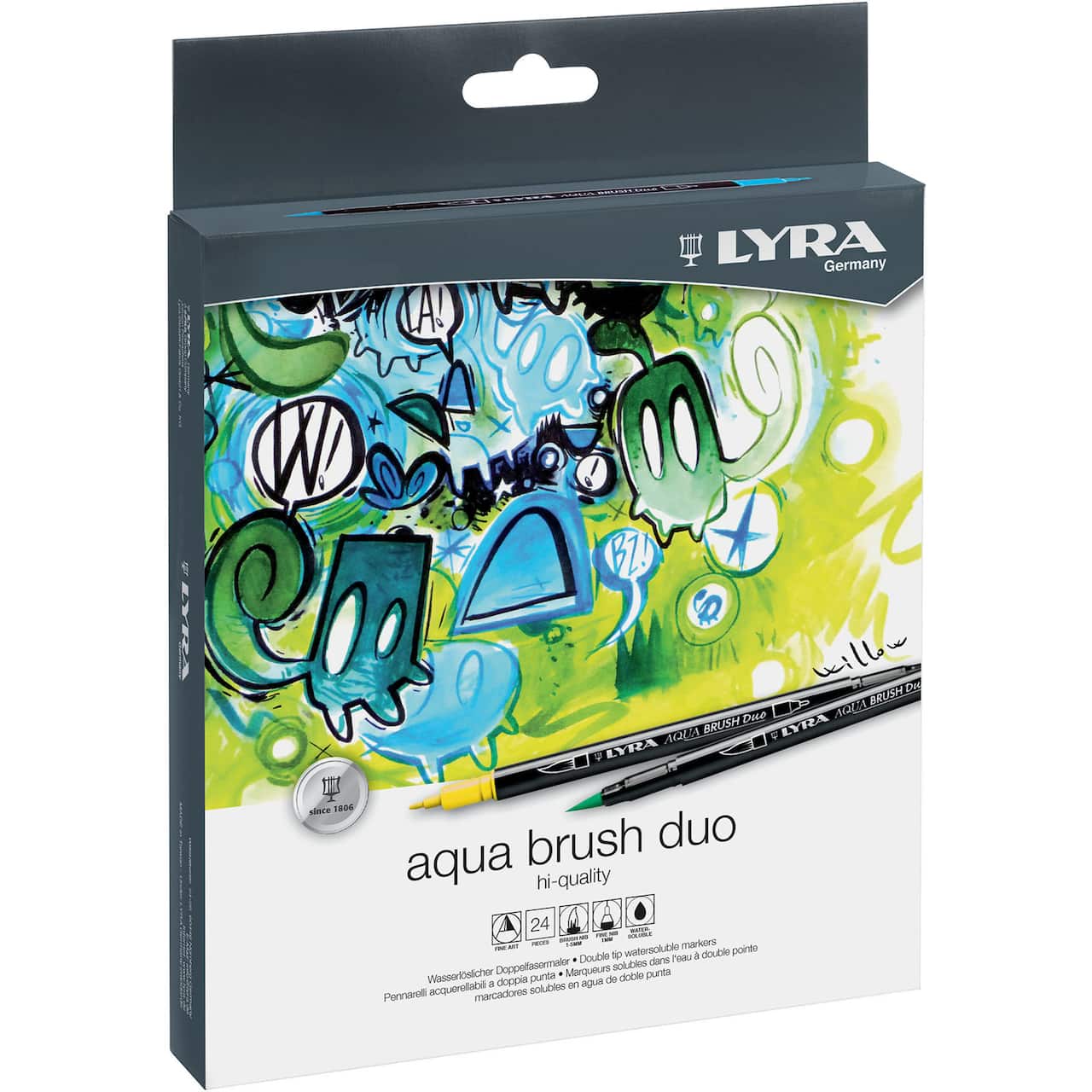 Lyra Aqua Brush Duo Dual Tip Marker Set, Assorted Colors, 24ct.